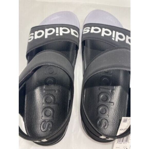 adidas F35416 Unisex Men's Sz 12 Women's Sz 13 Black/White Adilette Sandal - Picture 2 of 4